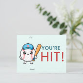 You’re a Hit Baseball Valentine Card Feestdagenkaart (Staand voorkant)