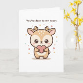 You’re Deer to My Heart Cute Puchi Dōshi Deer Kaart (Gele Bloem)
