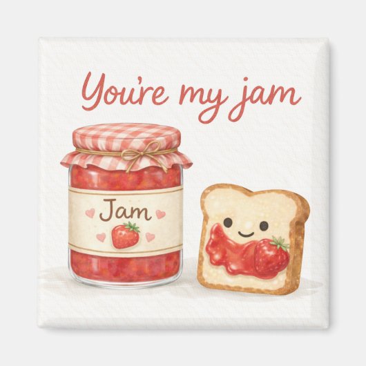 You’re My Jam Cute Jam and Toast Love Magnet (Voorkant)