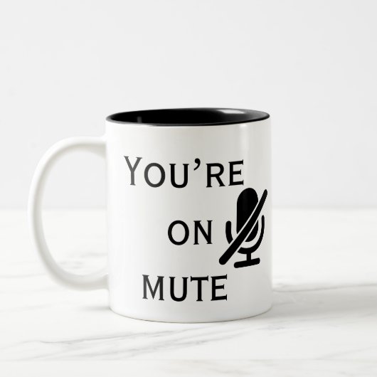 You’re on mute” Daily Zoom Reminder Mug Tweekleurige Koffiemok (Links)