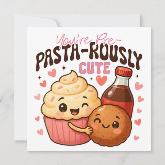 You’re Pre-Pasta-rously Cute Flat Holiday Card Feestdagenkaart (Voorkant)