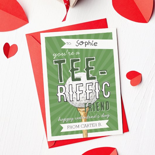 You’re Tee-rific Golf Valentine Classroom Card Kaart