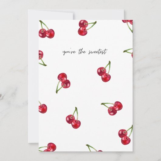 “You’re the Sweetest” Cherries Love Pattern Feestdagenkaart (Voorkant)