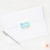 You’re Welcome Glossy Pastel Ocean Text Vierkante Sticker (Envelop)