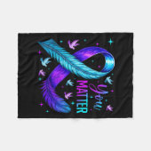 You Ribbon Bird Suicide Prevention Awareness  Fleece Deken (Voorkant (Horizontaal))