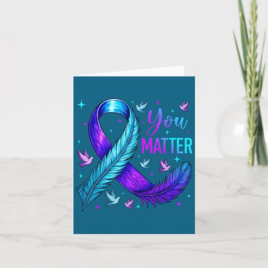 You Ribbon Bird Suicide Prevention Awareness  Kaart (Voorkant)