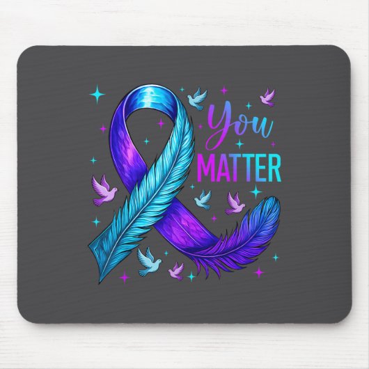 You Ribbon Bird Suicide Prevention Awareness  Muismat (Voorkant)