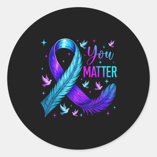 You Ribbon Bird Suicide Prevention Awareness  Ronde Sticker (Voorkant)