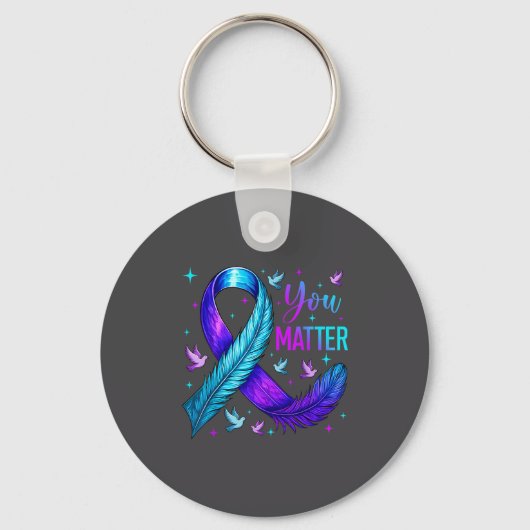 You Ribbon Bird Suicide Prevention Awareness  Sleutelhanger (Voorkant)