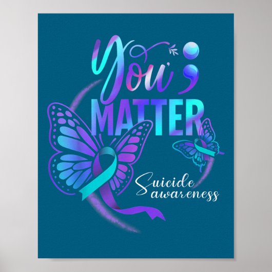 You Ribbon Butterfly Suicide Awareness Women Men  Poster (Voorkant)