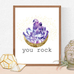 You Rock Amethyst Kristallen Spirituele Waterverf Poster