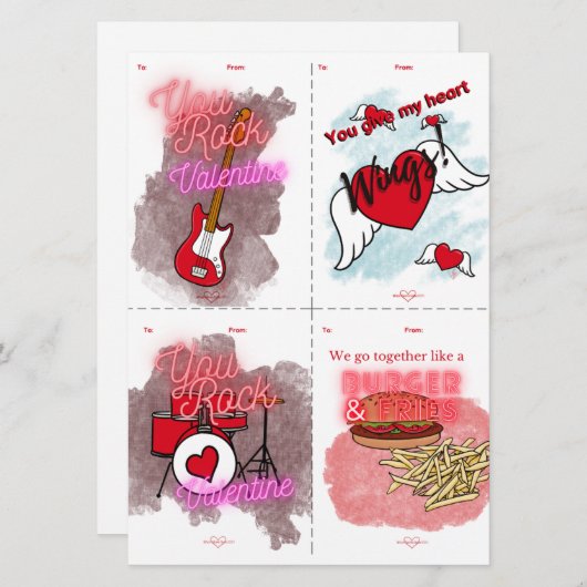 You Rock Cut & Share Kinder Valentijnsdag Kaarten (Voorkant / Achterkant)