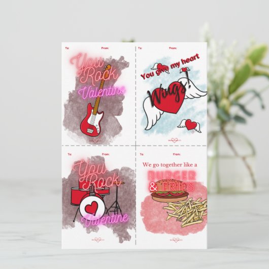 You Rock Cut & Share Kinder Valentijnsdag Kaarten (Staand voorkant)