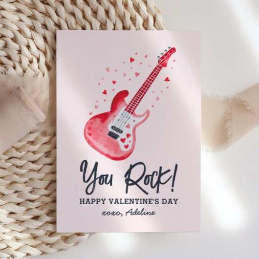 You Rock elektrische gitaar Kinder Valentijnsdag Notitiekaartje