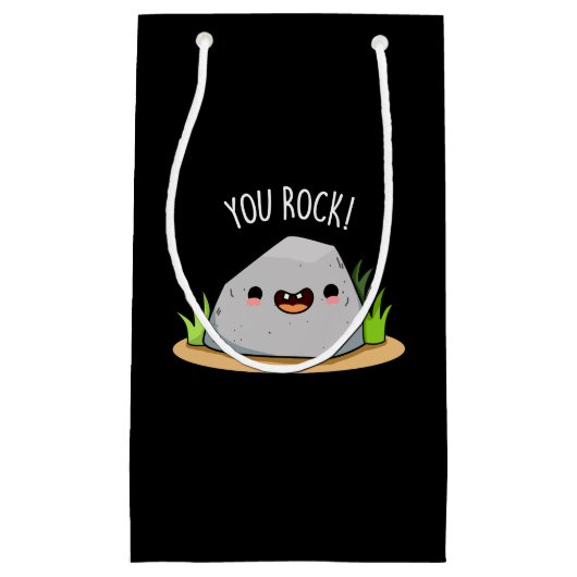 You Rock Funny Geology Pun Dark BG Klein Cadeauzakje (Voorkant)