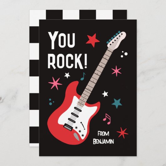 You rock guitar classroom valentine's day card feestdagenkaart (Voorkant / Achterkant)