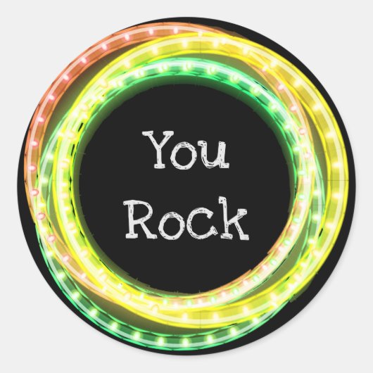 You Rock Hula Hoop Lights Ronde Sticker (Voorkant)