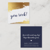 YOU ROCK modern luxe handgeschreven script goud na Vierkante Visitekaartje (Voorkant / Achterkant)