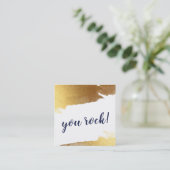 YOU ROCK modern luxe handgeschreven script goud na Vierkante Visitekaartje (Staand voorkant)