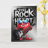 You Rock My Heart Greeting Card – Fun Romantic Kaart (Gele Bloem)