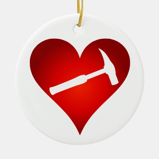 You Rock My World: Rock Hammer Heart Keramisch Ornament (Voorkant)