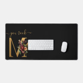 You Rock Scroll Tekst Goud Bloemen Monogram Op Zwa Bureaumat (Keyboard & Muis)