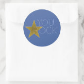 You Rock Star Birthday Party Sticker Blue Gold (Tas)