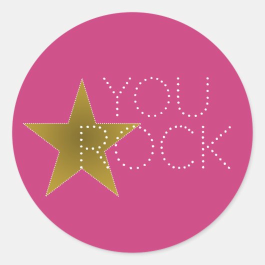 You Rock Star Birthday Party Stickers Pink Gold (Voorkant)