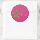 You Rock Star Birthday Party Stickers Pink Gold (Tas)
