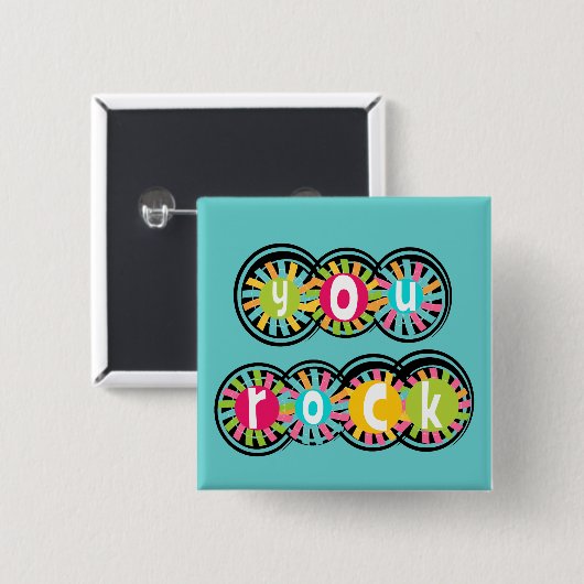 You Rock Vierkante Button 5,1 Cm (Voorkant /achterkant)