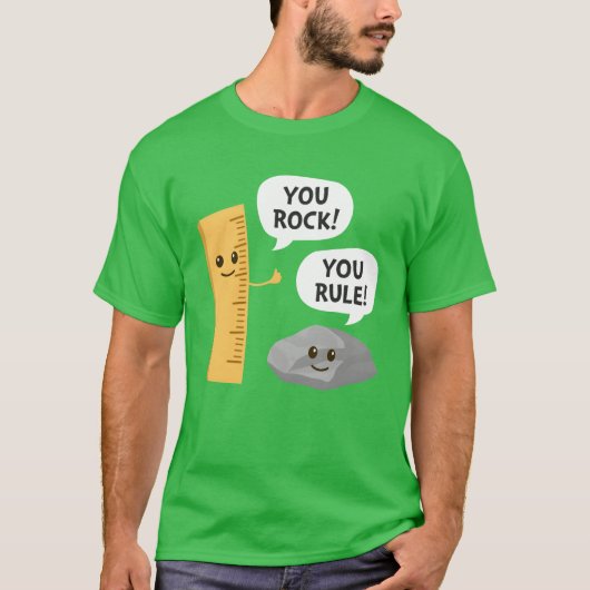 You Rock You Rule Funny School Pun Ruler and Rock T-shirt (Voorkant)