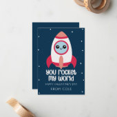 You Rocket My World Kids Valentine’s Day Card Notitiekaartje (Voorkant / Achterkant in situ)