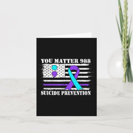 You Semi Colon 988 Suicide Prevention Awareness  Kaart (Voorkant)