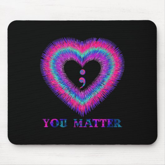 You Semicolon Heart Suicide Prevention Awareness  Muismat (Voorkant)