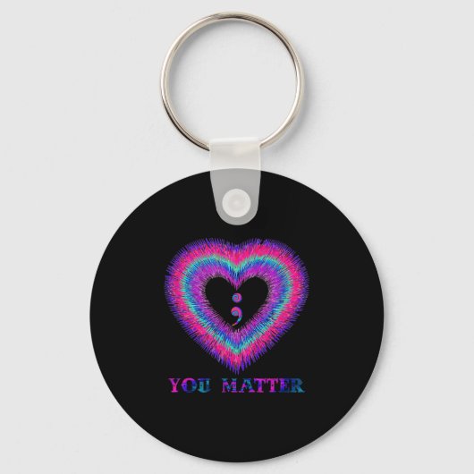 You Semicolon Heart Suicide Prevention Awareness  Sleutelhanger (Voorkant)