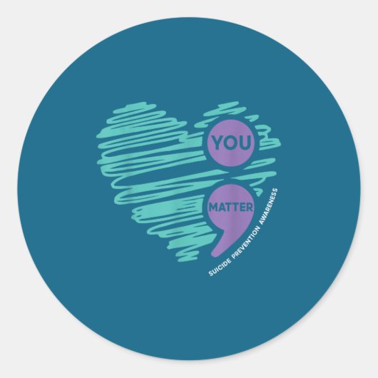 You Semicolon Suicide Prevention Awareness Month  Ronde Sticker (Voorkant)