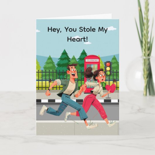 "You Stole My Heart" cute Valentine card Feestdagen Kaart (Voorkant)
