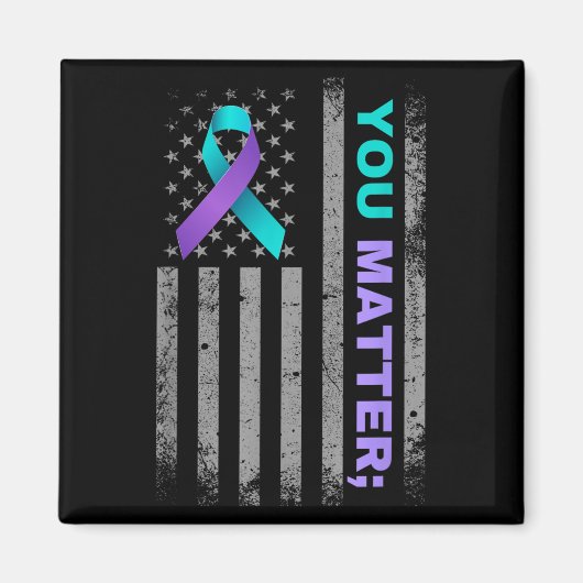 You Suicide Prevention Awareness American Flag Rib Magneet (Voorkant)