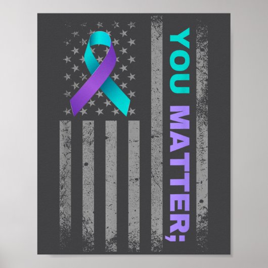 You Suicide Prevention Awareness American Flag Rib Poster (Voorkant)