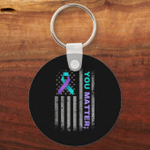 You Suicide Prevention Awareness American Flag Rib Sleutelhanger (Voorkant)