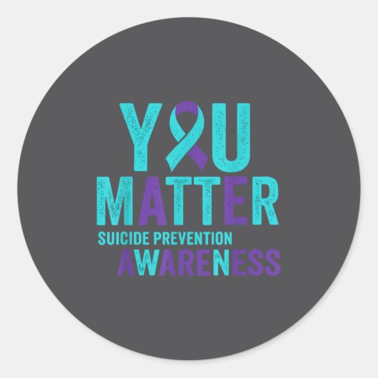 You Suicide Prevention Awareness Ribbon  Ronde Sticker (Voorkant)