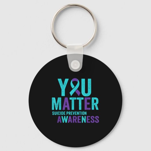 You Suicide Prevention Awareness Ribbon  Sleutelhanger (Voorkant)