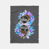 You Suicide Prevention Awareness Semicolon Sunflow Fleece Deken (Voorkant)