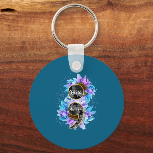 You Suicide Prevention Awareness Semicolon Sunflow Sleutelhanger (Voorkant)