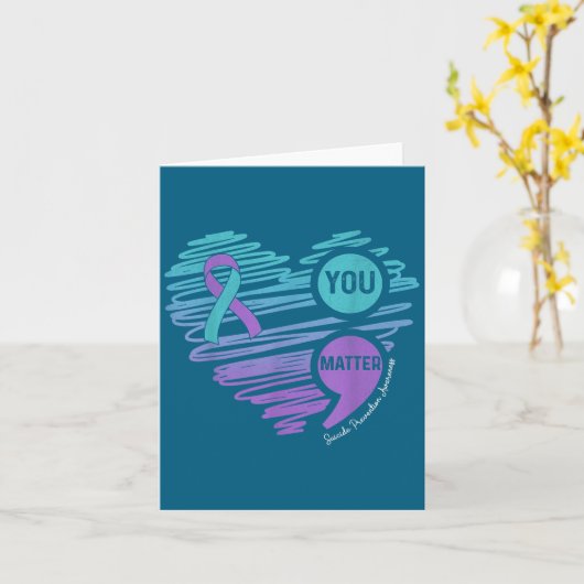 You Suicide Prevention Awareness Semicolon Suprt  Kaart (Gele Bloem)