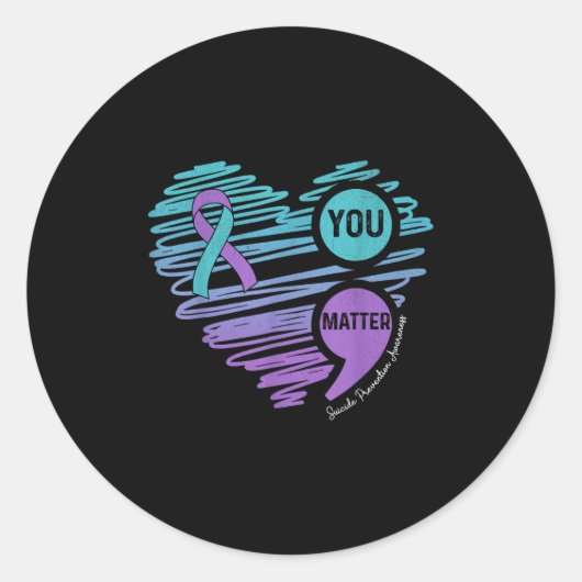 You Suicide Prevention Awareness Semicolon Suprt  Ronde Sticker (Voorkant)