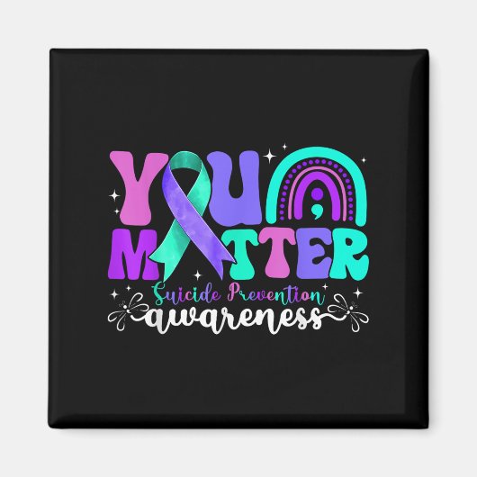 You Suicide Prevention Awareness Teal &amp; Purple Magneet (Voorkant)