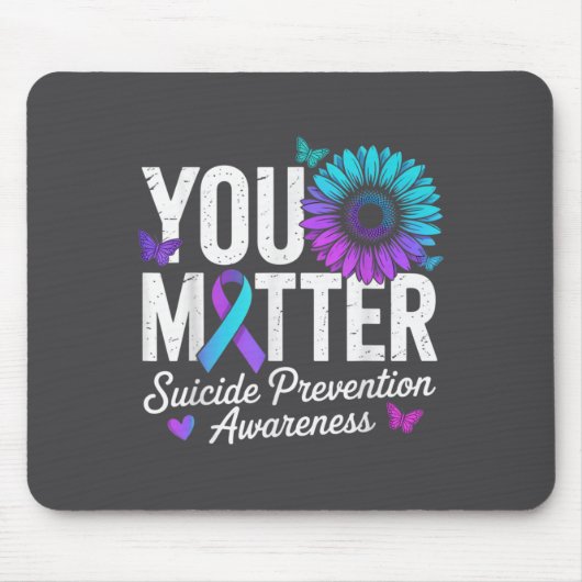 You Suicide Prevention Awareness Teal &amp; Purple Muismat (Voorkant)