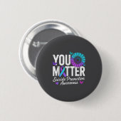 You Suicide Prevention Awareness Teal &amp; Purple Ronde Button 5,7 Cm (Voorkant /achterkant)
