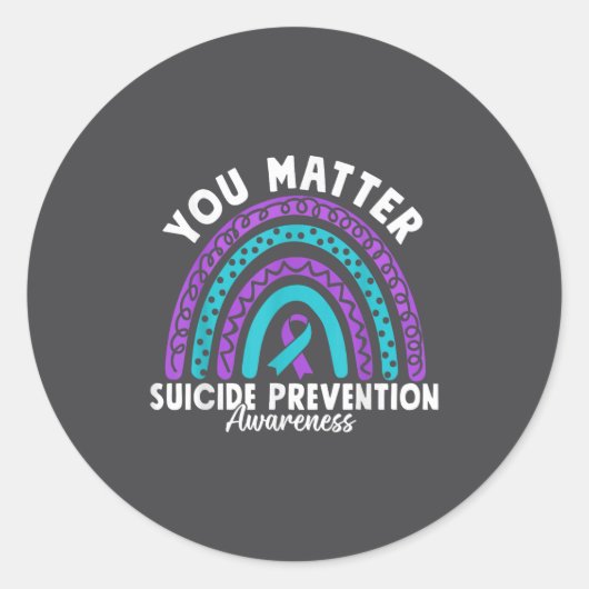 You Suicide Prevention Awareness Teal &amp; Purple Ronde Sticker (Voorkant)